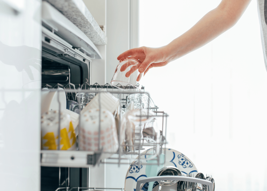 emptying the dishwasher 
