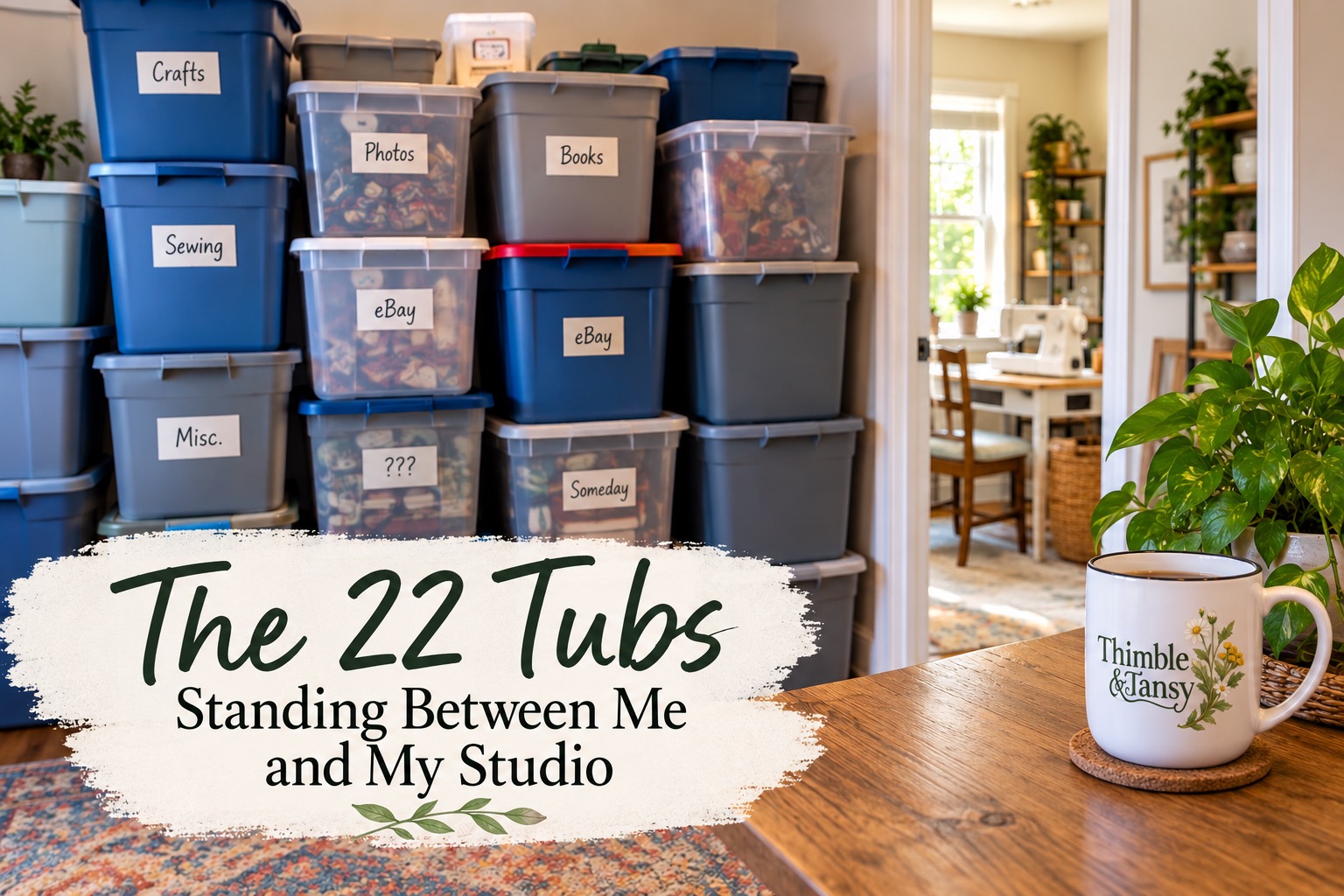 22 tubs filled with stuff are keeping me from my studio